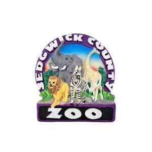 Vintage Sedgwick County Zoo 3D Magnet Wichita Kansas Elephant Lion Zebra Giraffe